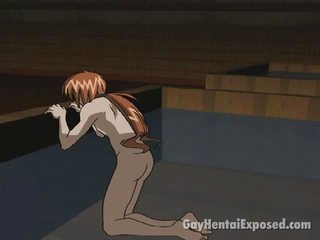 Červený vlasy anime homosexuál získavanie anally cvičené podľa a veľký manhood psie štýl